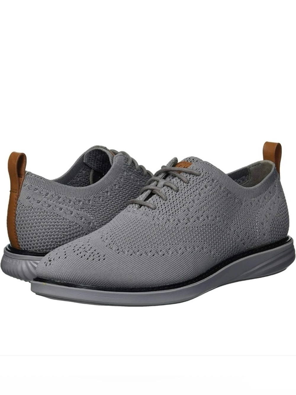Cole Haan GRANDEVOLUTION Men's Gray Knit Lace-Up Casual Oxfords Lightweight 11M